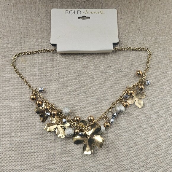 Bold Element Women Necklace Gold Tone Blossom Flower Statement Necklace - Picture 4 of 13